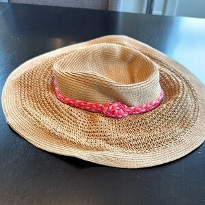 J. Crew Tan and Pink Wide-Brimmed Sun Hat